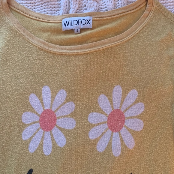 Wildfox Cute Flower Smiley Face Yellow Sweater - Picture 2 of 2